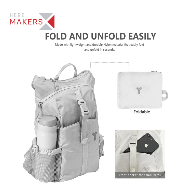 Mochila plegable de nailon ligero de alta calidad.