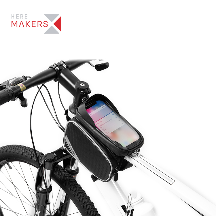 Bolsa de tubo superior para bicicleta a prueba de lluvia con estuche de montaje para teléfono con pantalla táctil de 6.7 '